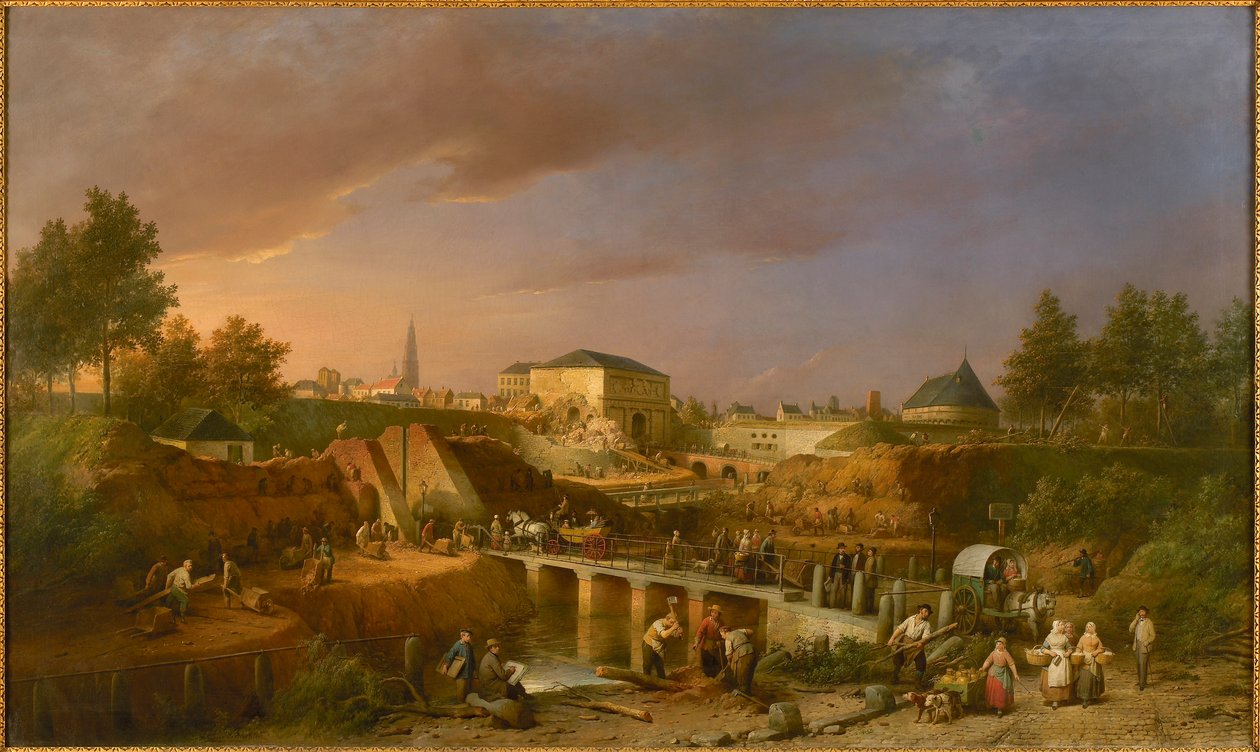 A Sint-Jorispoort Szent György kapu lebontása 1866-ban, 1869-ben. alkotó: Ferdinand de Braekeleer the Elder