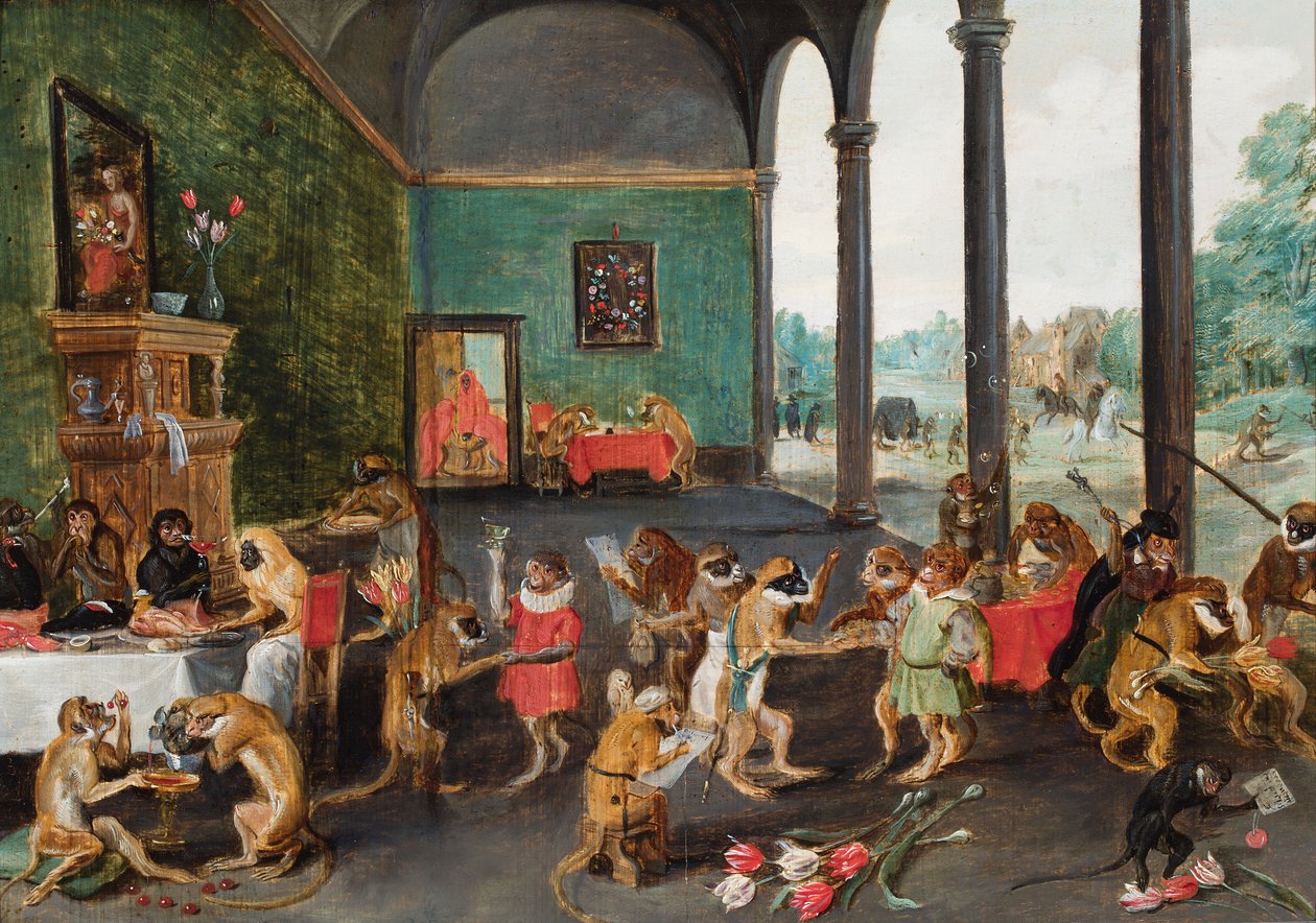Majomlakoma (olaj, tábla) alkotó: Ferdinand van Kessel
