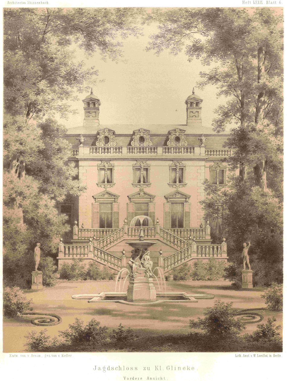 Berlin Jagdschloss Glienicke elölnézetből alkotó: Ferdinand von Arnim