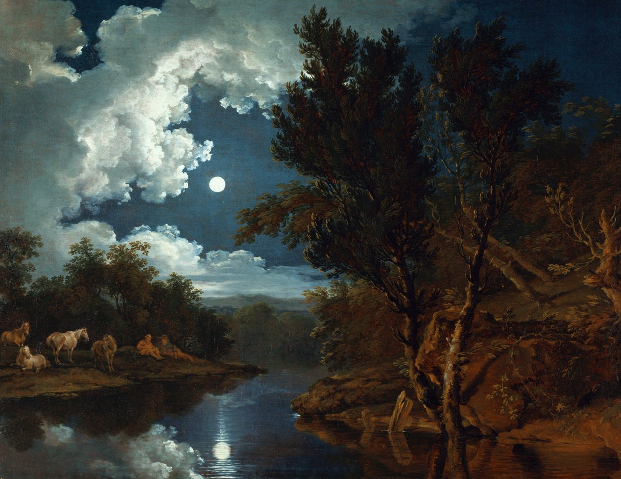 Folyói táj a holdfényben alkotó: Ferdinand von Kobell