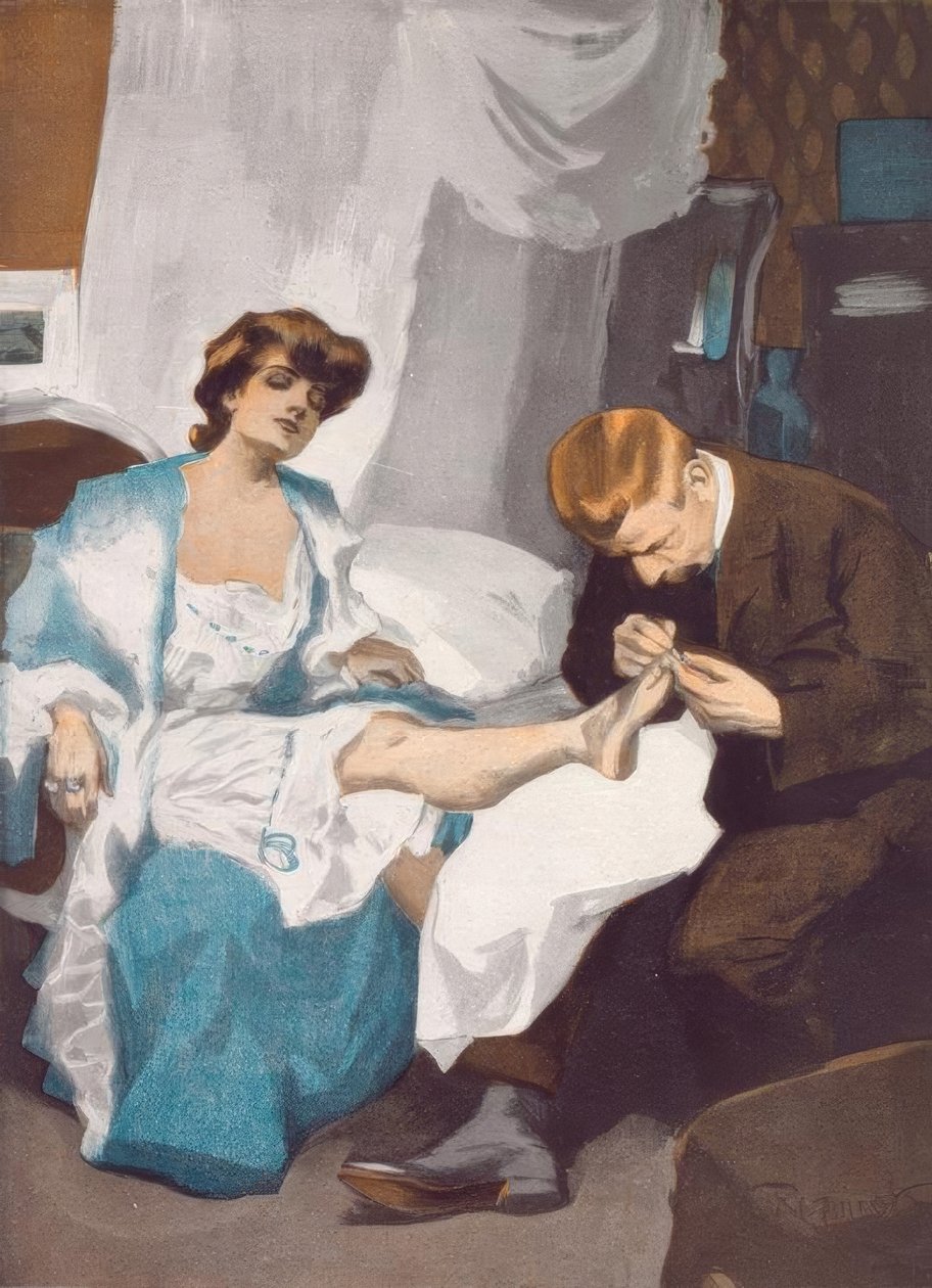 Pedikűr. / Kérem, csak jól, ma eljegyzem. alkotó: Ferdinand von Reznicek