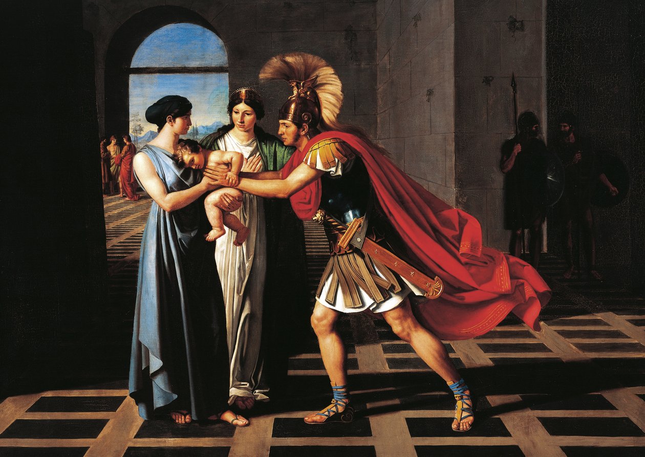 Andromache elfogja Hectort a Scaean-kapunál alkotó: Ferdinando Castelli