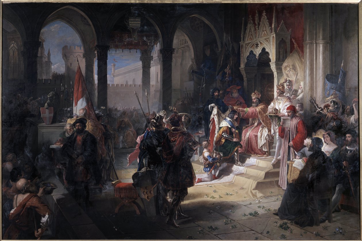 VIII. Csendes-óceáni Amedeus (Amedeo VIII il pacifico) (1383-1451) I. Zsigmond császár, a Szent Birodalom császára koronáztatta meg Savoyai hercegét 1416. február 19-én Ferdinando Cavalleri (1794-1818) Chambery-festményén tett látogatása során. Castello) d alkotó: Ferdinando Cavalleri
