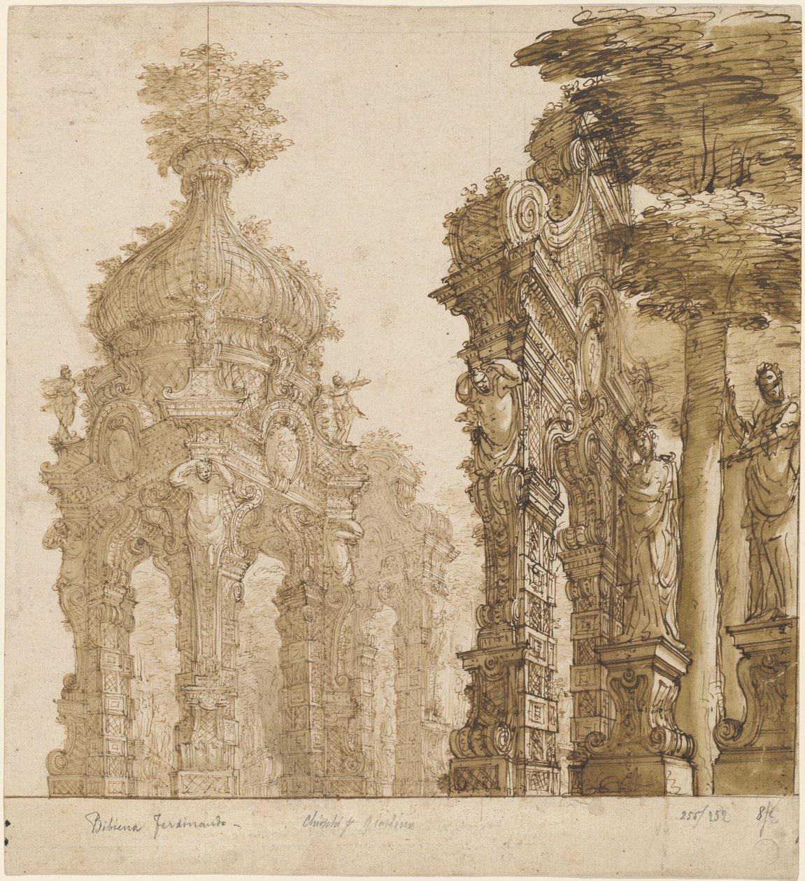 Kerti pavilonok színpadtervezése alkotó: Ferdinando Galli Bibiena