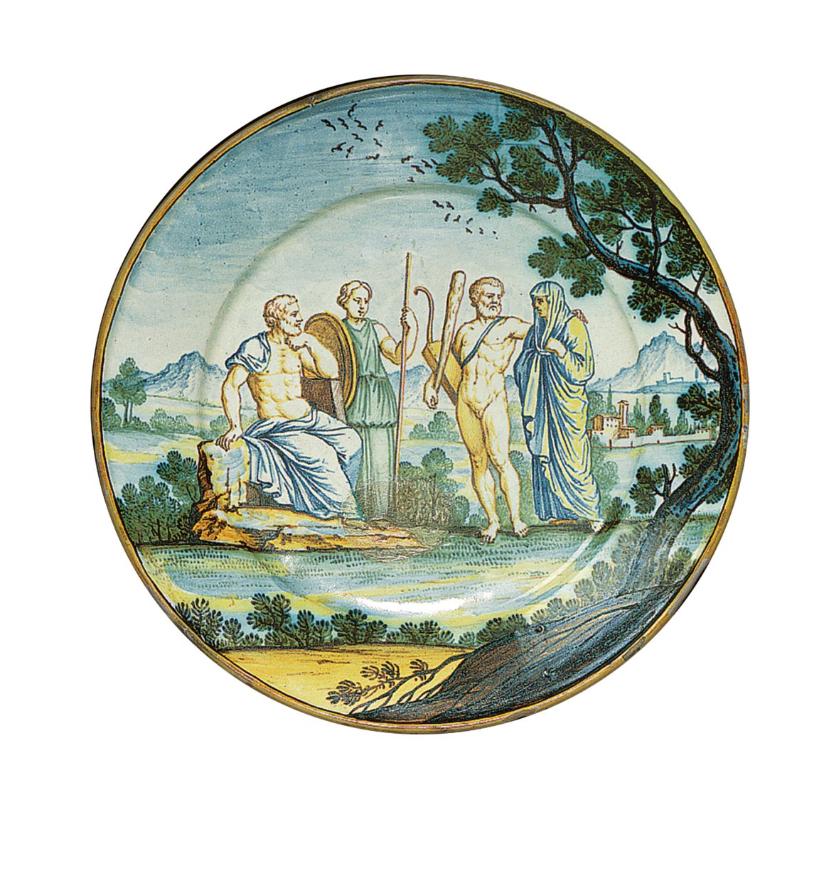Sienai lemez, Herkules Alkesztiszt Admetosz király elé hozva, 1745 körül alkotó: Ferdinando Maria Campani