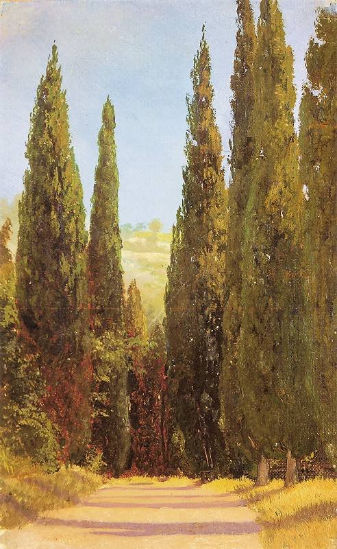 Aleja cyprysowa na Krymien Német: Zypressenallee on der Krimn Angol: Cypress Avenue in the Crimean: Cypress n alkotó: Ferdynand Ruszczyc