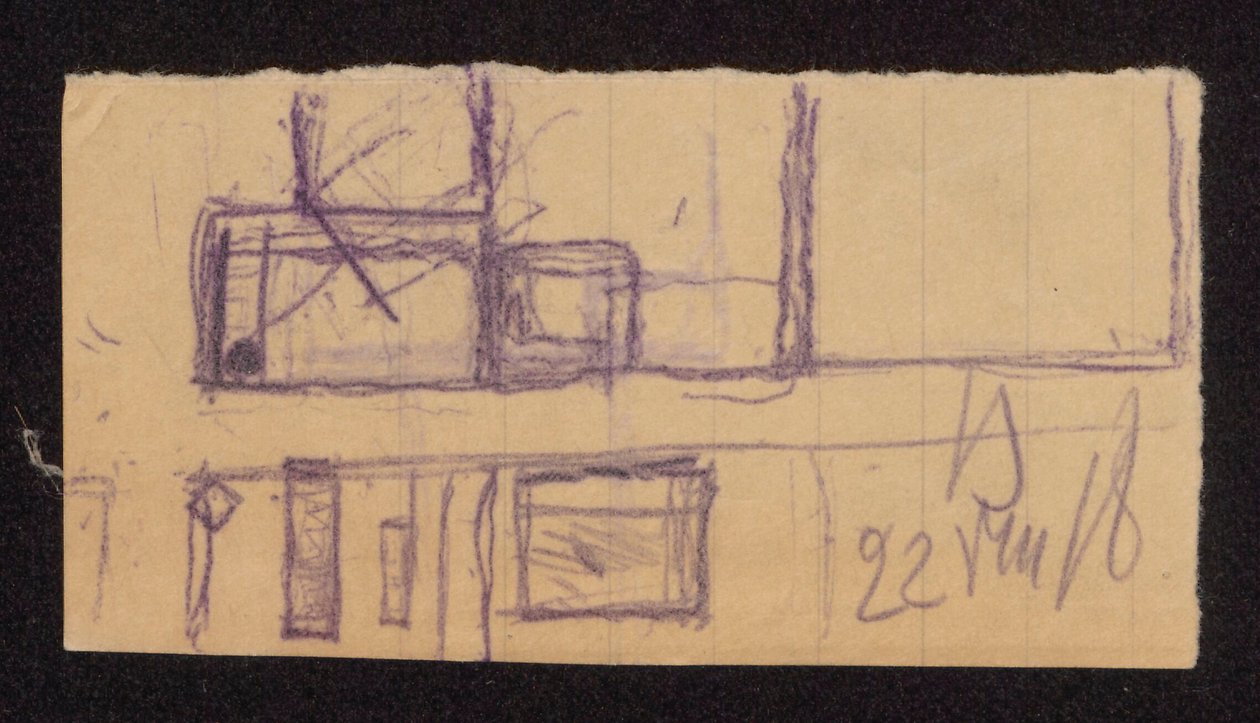 Entwürfe für den Umbau der "Mauer" in Bohdanów - Plan der Gutshofanlagen (?) alkotó: Ferdynand Ruszczyc