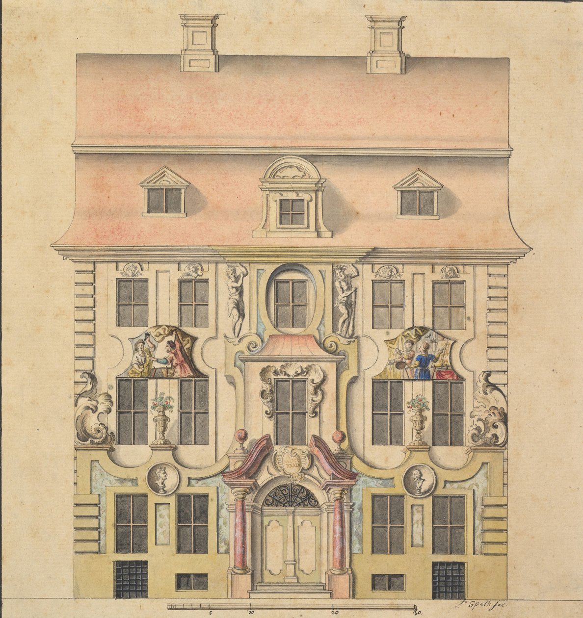 Homlokzati építészeti terv, 1739-69. alkotó: Ferenc Speth