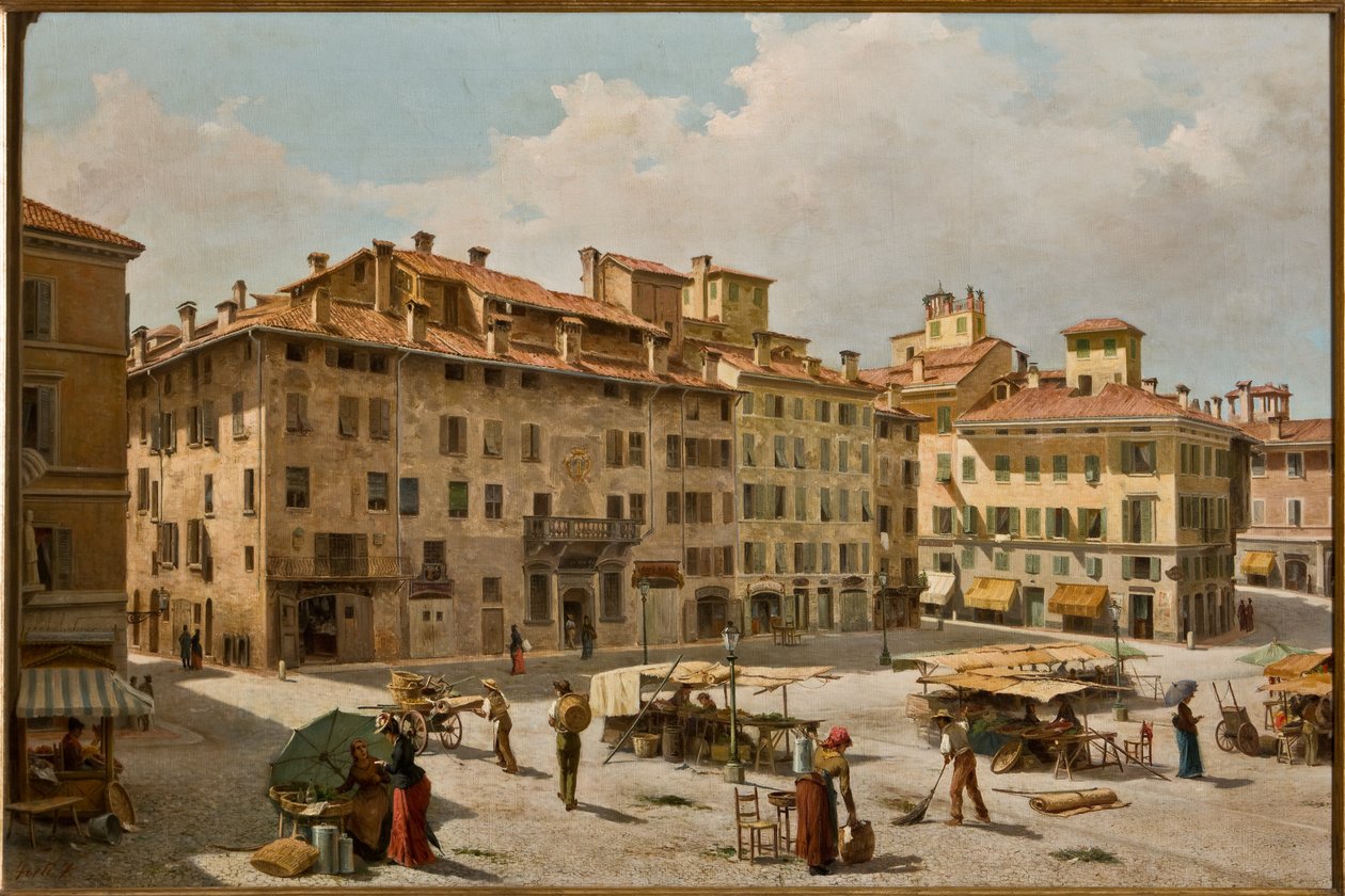 Piazza Grande Modenában (olaj, vászon) alkotó: Fermo Forti