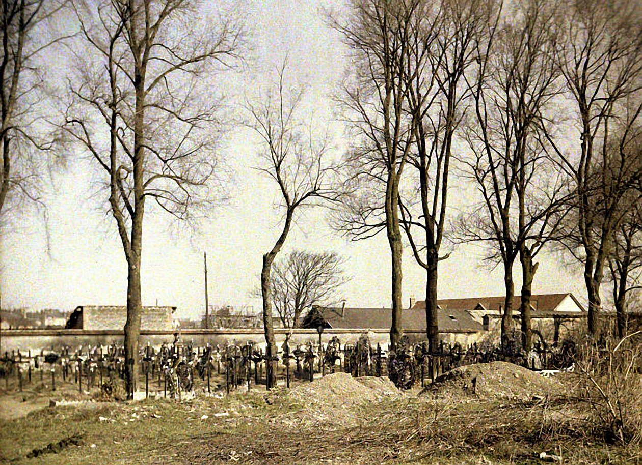 Temető új sírokkal, Reims, Marne, Franciaország, 1917 (autokróm) alkotó: Fernand Cuville