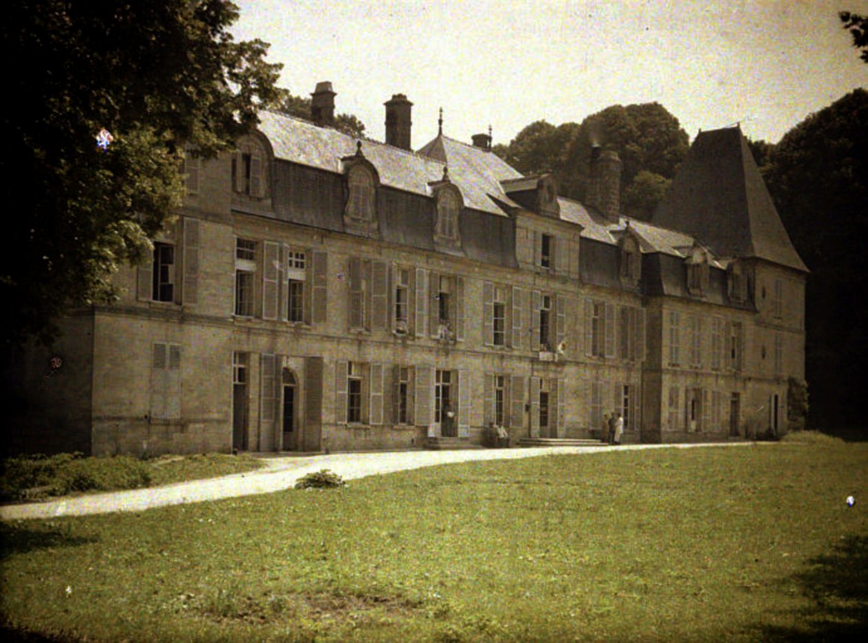 Chateau Vauxbuin, a francia hadsereg által kórházként használt, Soissons, Aisne, Franciaország, 1917 (autokróm) alkotó: Fernand Cuville