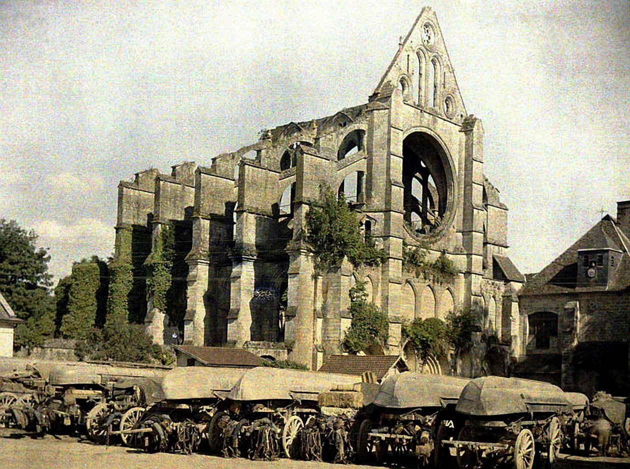 Romos templom, Cuffies, Aisne, Franciaország, 1917 (autokróm) alkotó: Fernand Cuville