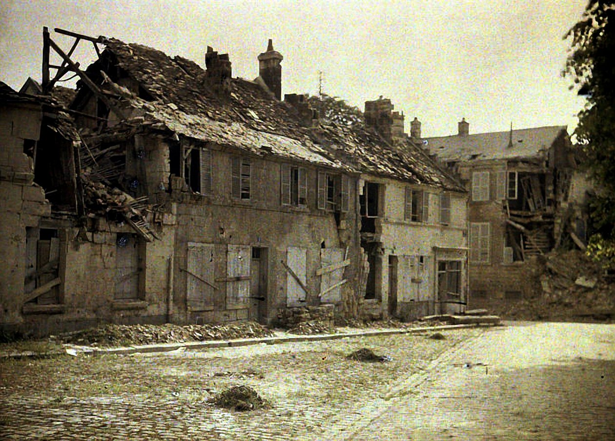 A romok látványa, Soissons, Aisne, Franciaország, 1917 (autokróm) alkotó: Fernand Cuville