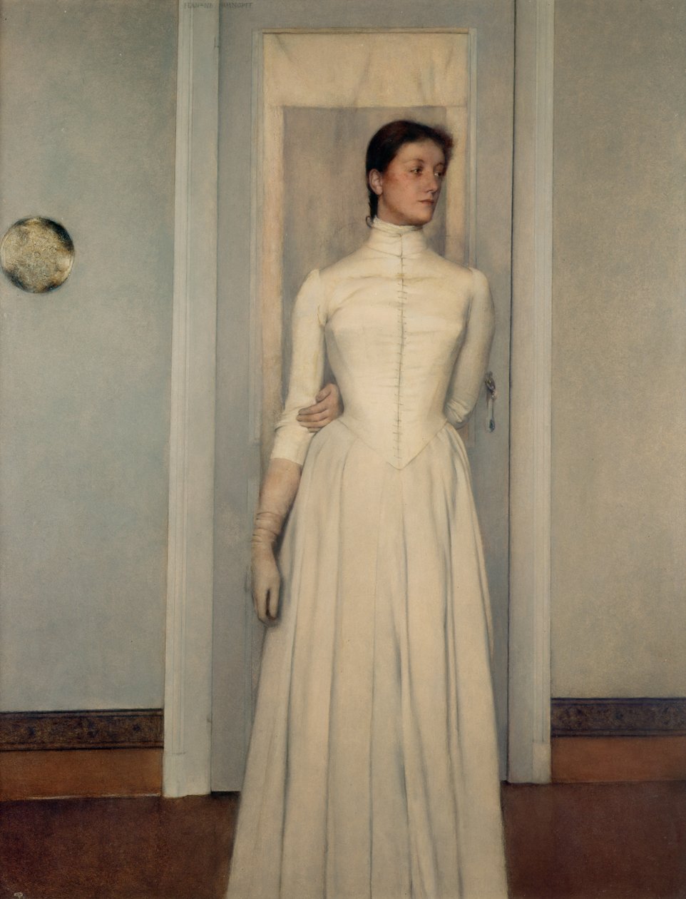 A művész nővérének, Marguerite Khnopffnak portréja alkotó: Fernand Khnopff