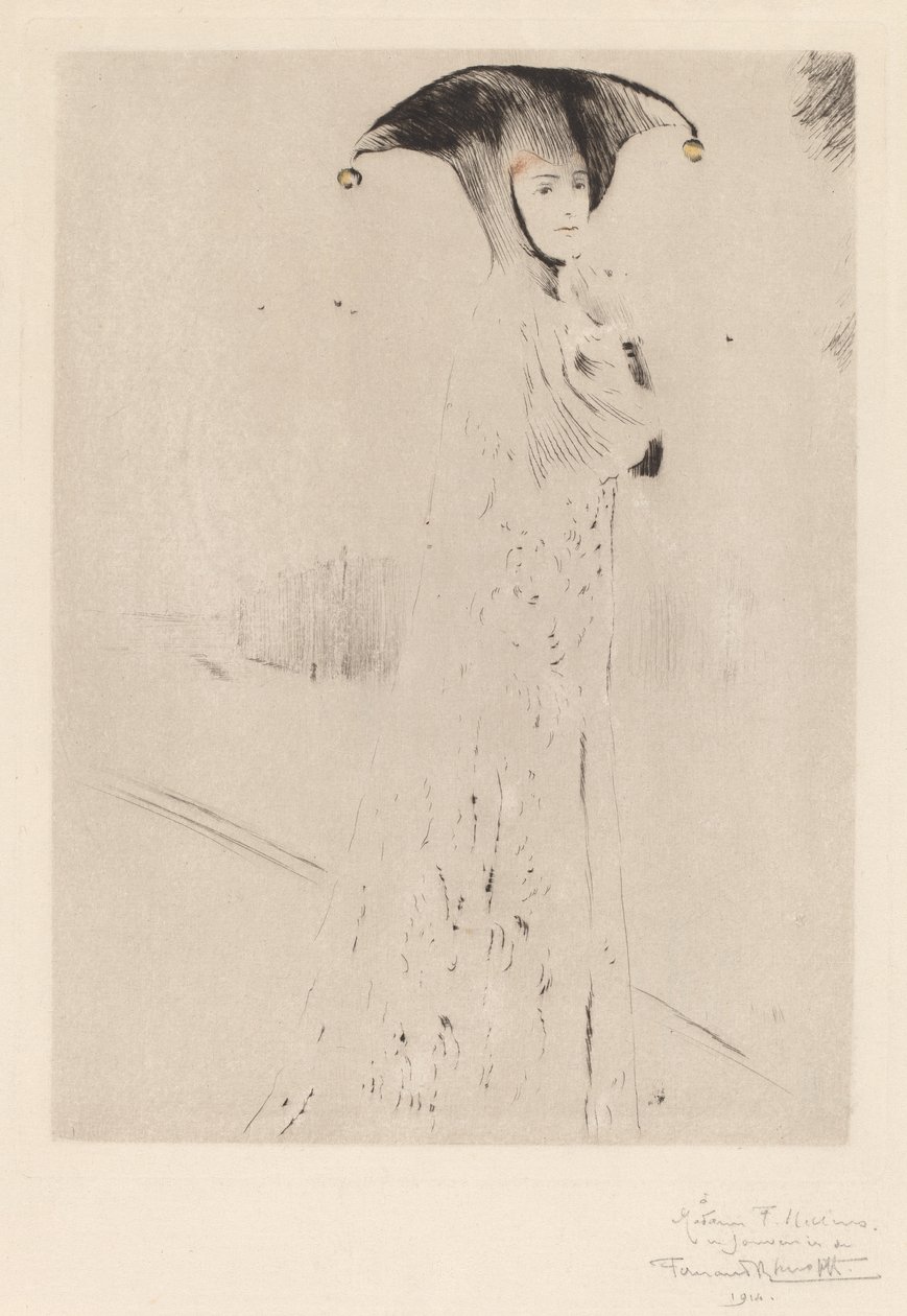 The Bells, 1905 (szárazpont és színes ceruza fektetett papíron) alkotó: Fernand Khnopff