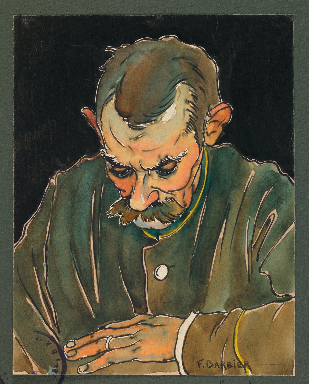 Phongeron elolvassa a felesége levelét, Gustrow alkotó: Fernand Barbier