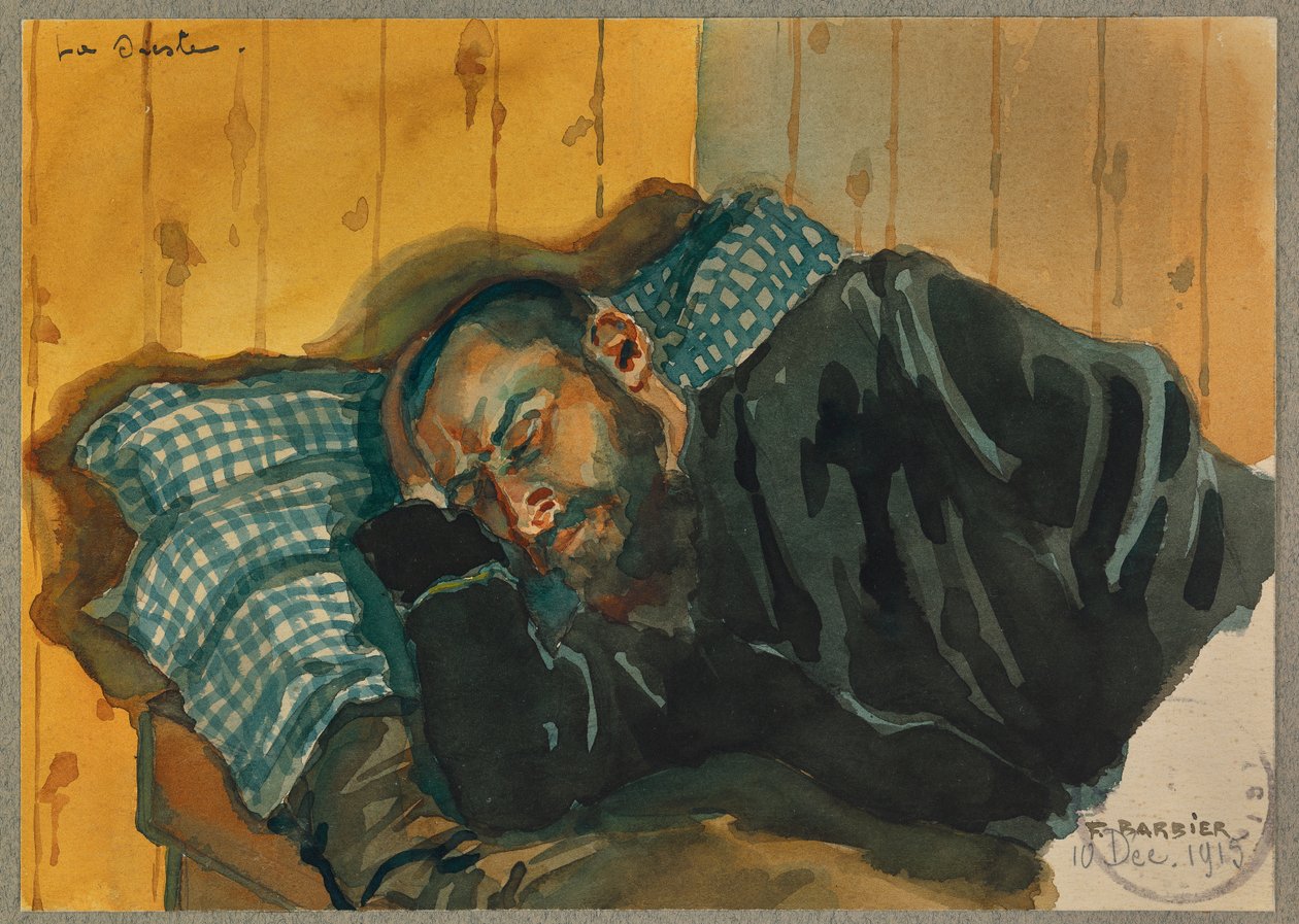 Lavissiere portréja, amint szundikál, Gustrow alkotó: Fernand Barbier
