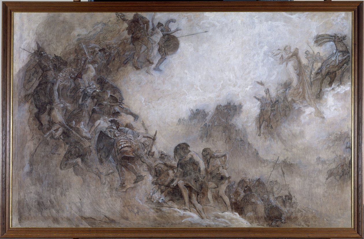 A párizsi Természettudományi Múzeum paleontológiai amfiteátrumának mennyezeti vázlata: Les Races humaines (Plafond) alkotó: Fernand Cormon