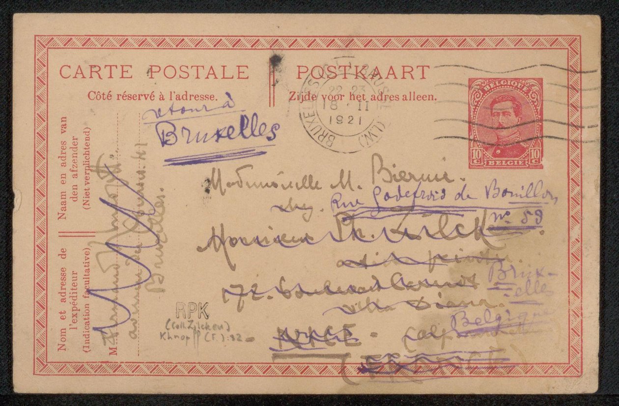 Postkarte an Maria Biermé alkotó: Fernand Khnopff