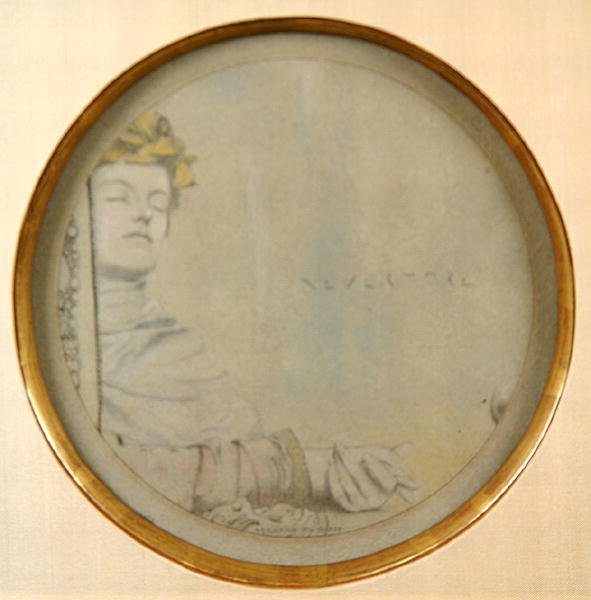 Dreamer, 1900 körül (ceruza és színes kréta szürke papíron) alkotó: Fernand Khnopff
