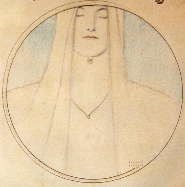 Egy nő feje (pasztell, papíron) alkotó: Fernand Khnopff