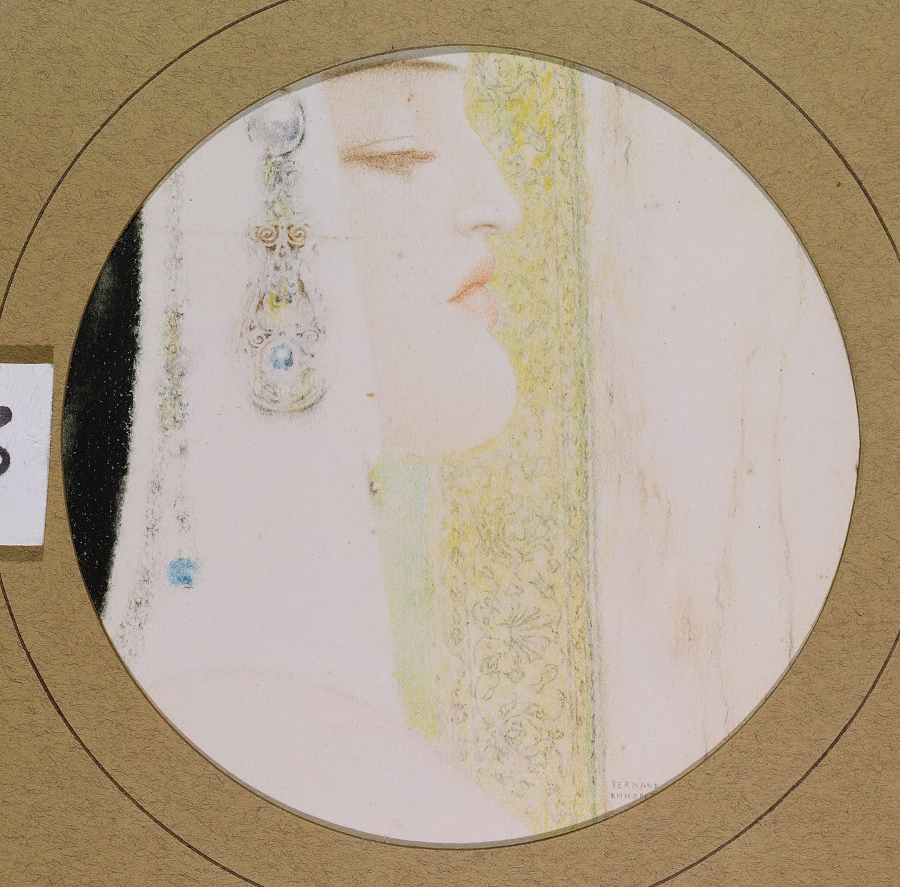 Egy nő feje, 1908 körül (pasztell, papíron) alkotó: Fernand Khnopff