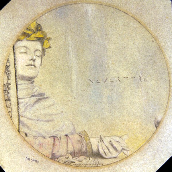 Nevermore (ceruza és színes kréta papírra) alkotó: Fernand Khnopff