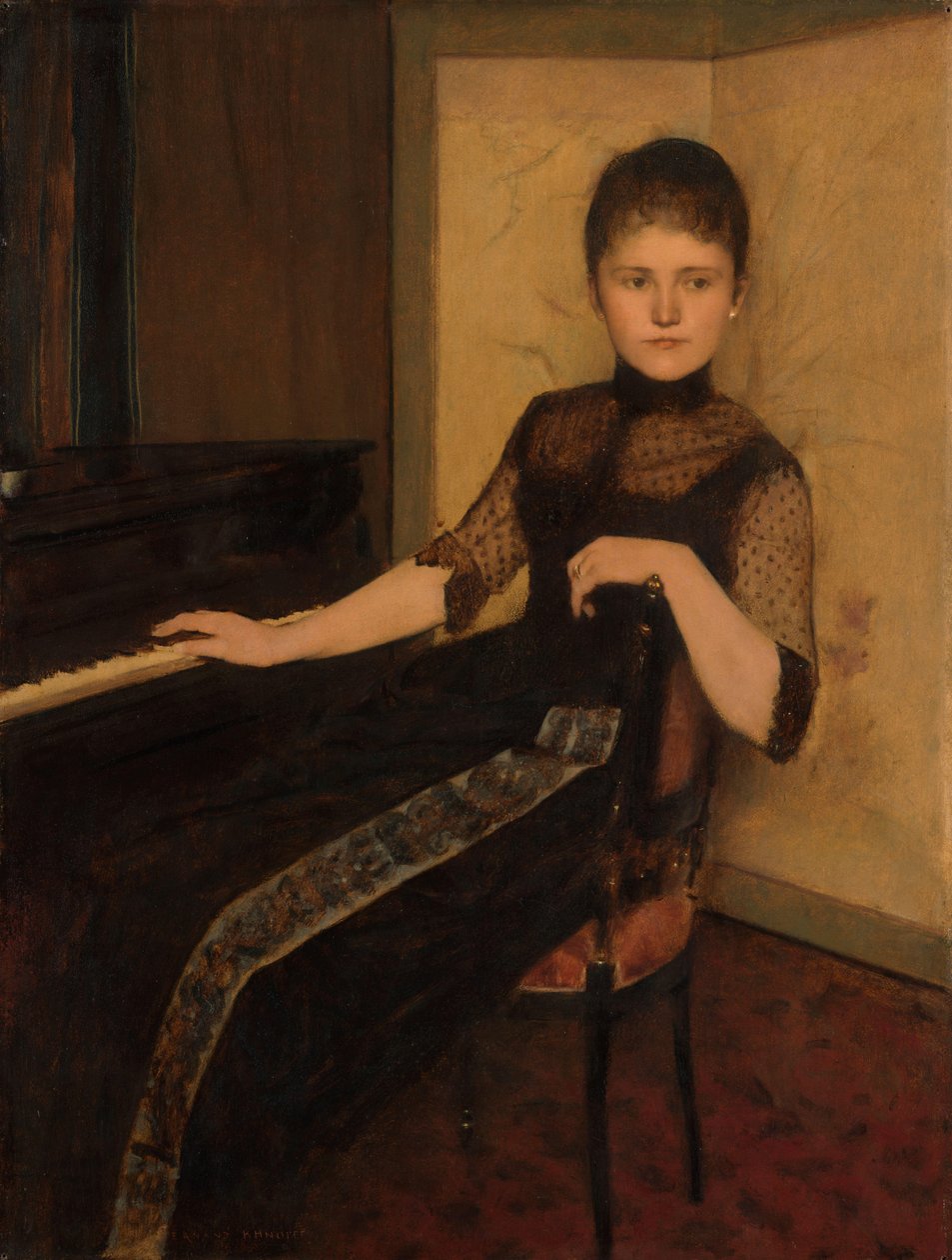 Jonkvrouwe Maria Francisca Louisa Dommer van Poldersveldt portréja Lady Maria Francisca Louisa Dommer van Poldersveldt (Ubbergen 1848 - 1925 ’s-Hertogenbosch) portréja alkotó: Fernand Khnopff