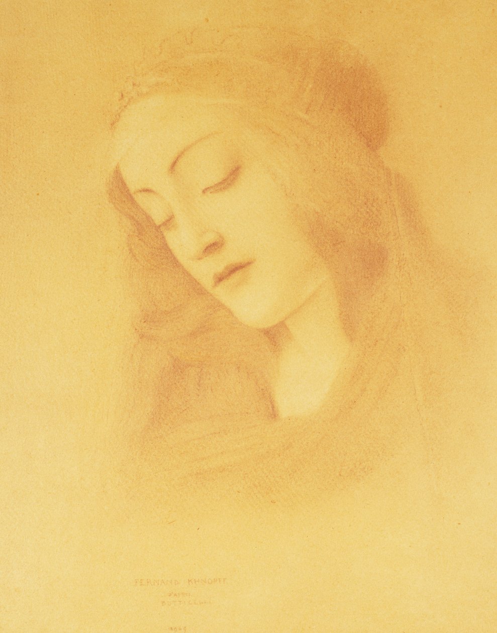 A Szűz Botticelli után; La Vierge d "Apres Botticelli, 1909 alkotó: Fernand Khnopff