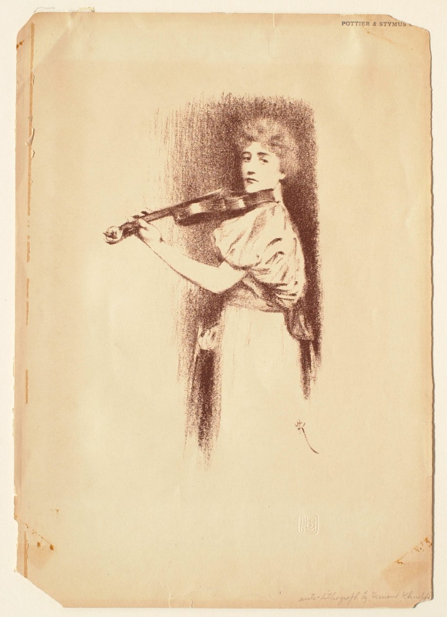 Hegedülő nő alkotó: Fernand Khnopff