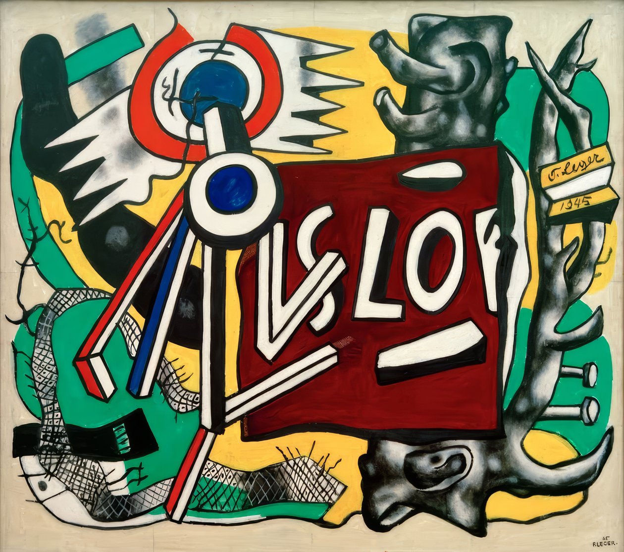 Fa törzs sárga háttér előtt alkotó: Fernand Leger