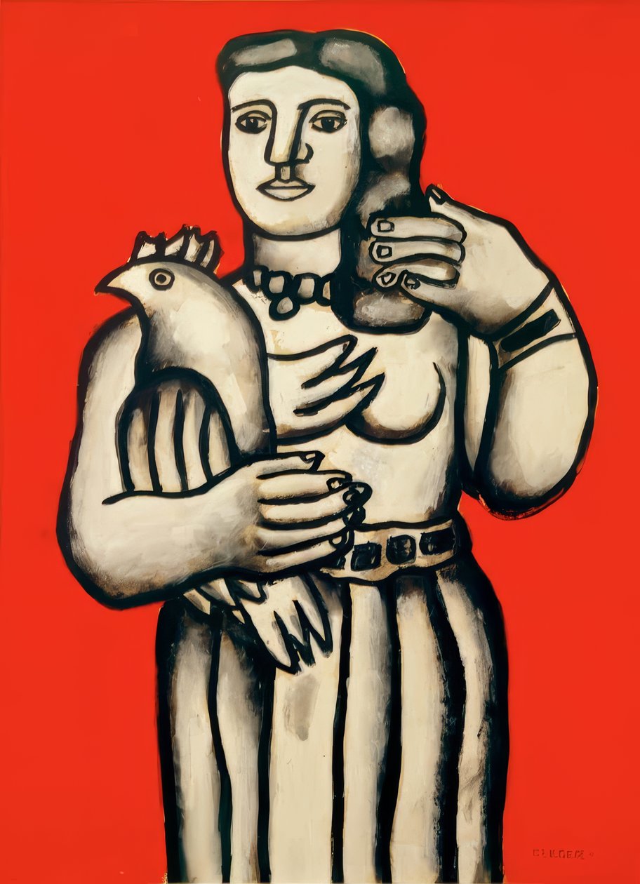 Nő madárral alkotó: Fernand Leger