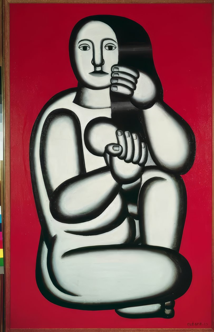 Női akt vörös háttér előtt alkotó: Fernand Leger