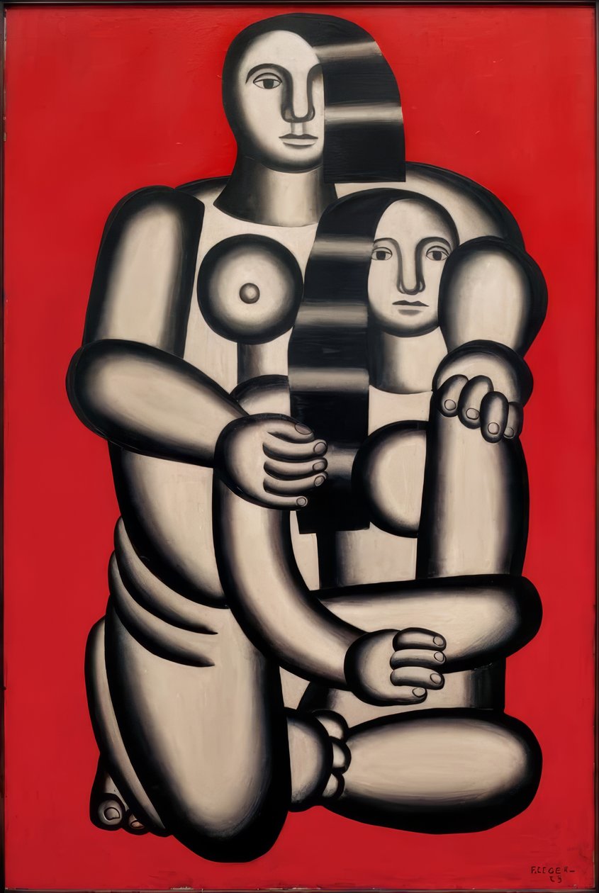 Két figura vörös háttér előtt alkotó: Fernand Leger