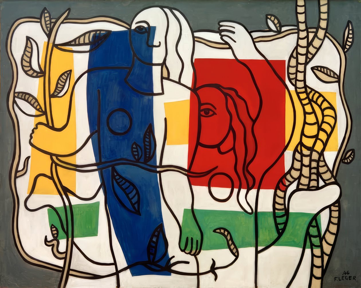 Két nő virágokkal alkotó: Fernand Leger