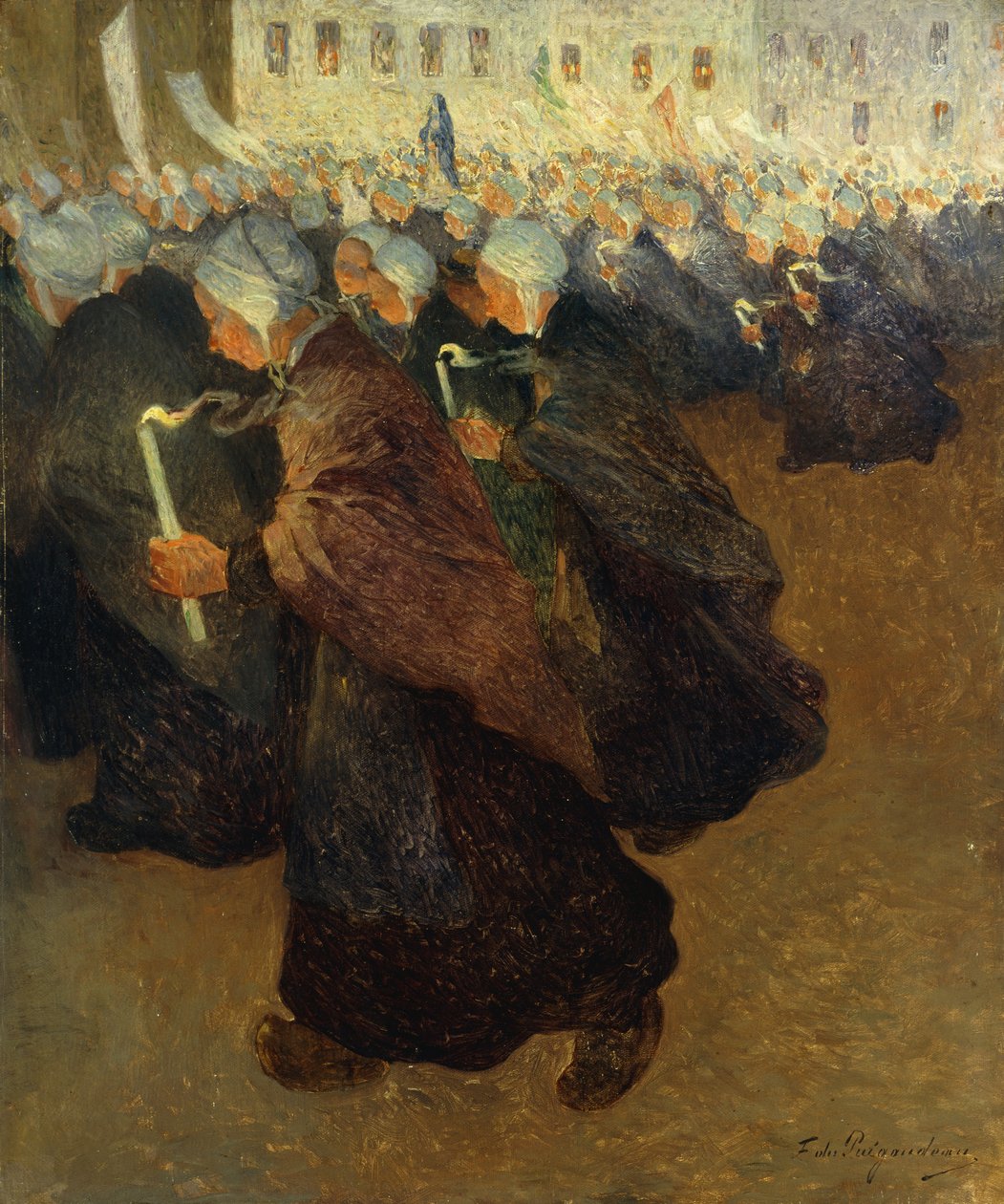Éjszakai körmenet Bretagne-ban; Éjszakai körmenet Bretagne-ban, 1894 körül (olaj, vászon) alkotó: Fernand Loyen du Puigaudeau