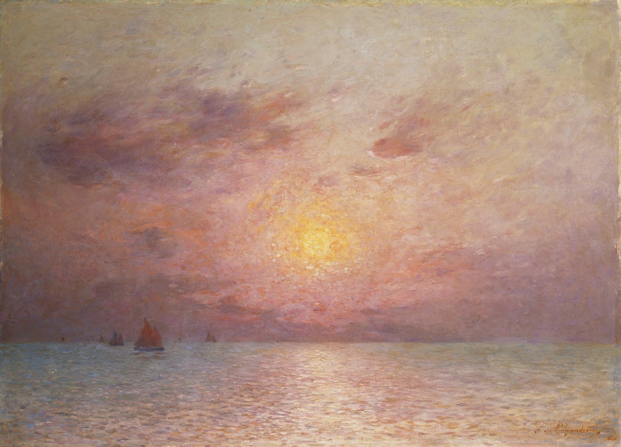 Vitorlázás a tengeren, este; Vitorlások a tengeren, este alkotó: Fernand Loyen du Puigaudeau