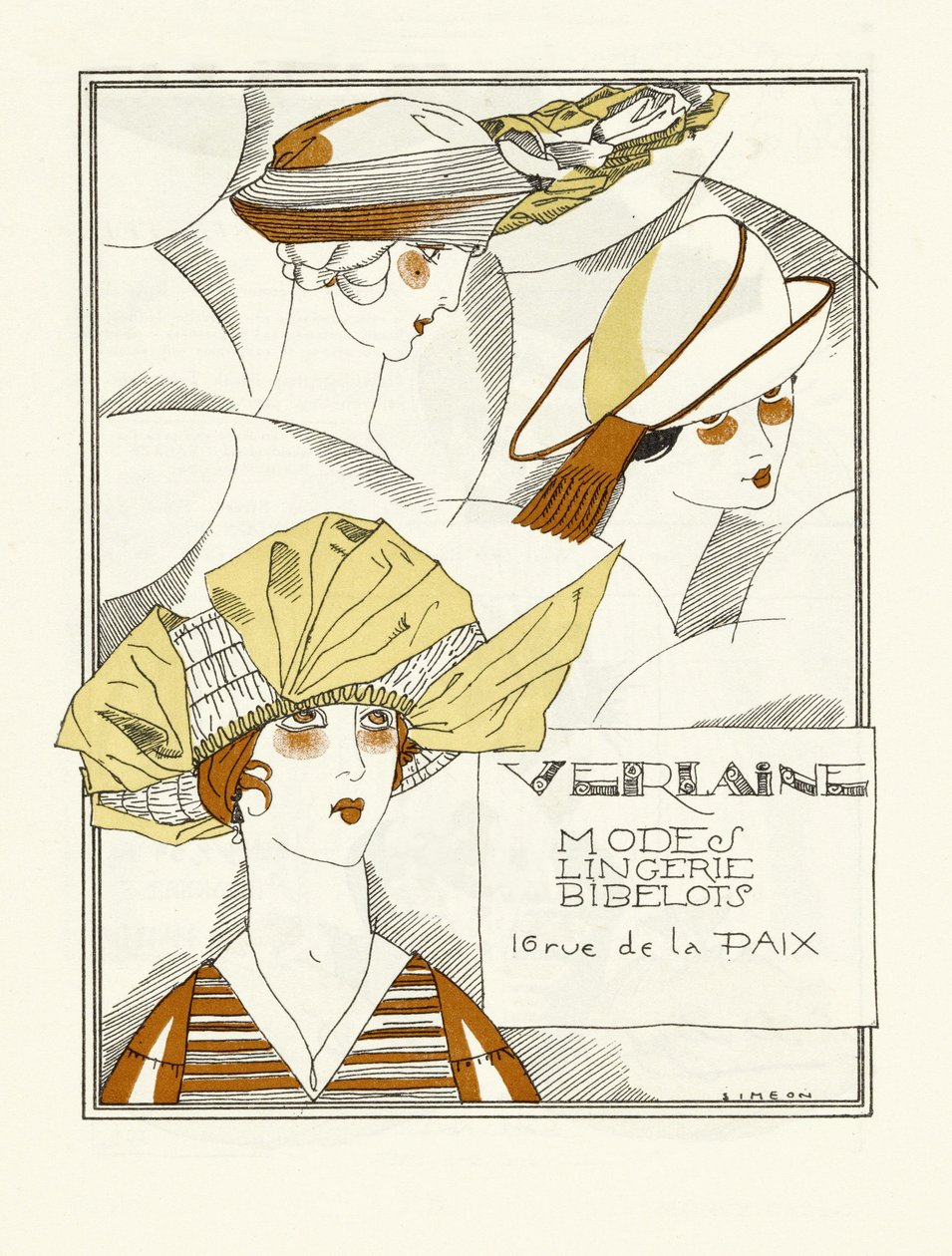 Reklám Verlaine, Modes, Fehérnemű, Bibelots, pub. 1914 (sablonnyomat) alkotó: Fernand Siméon