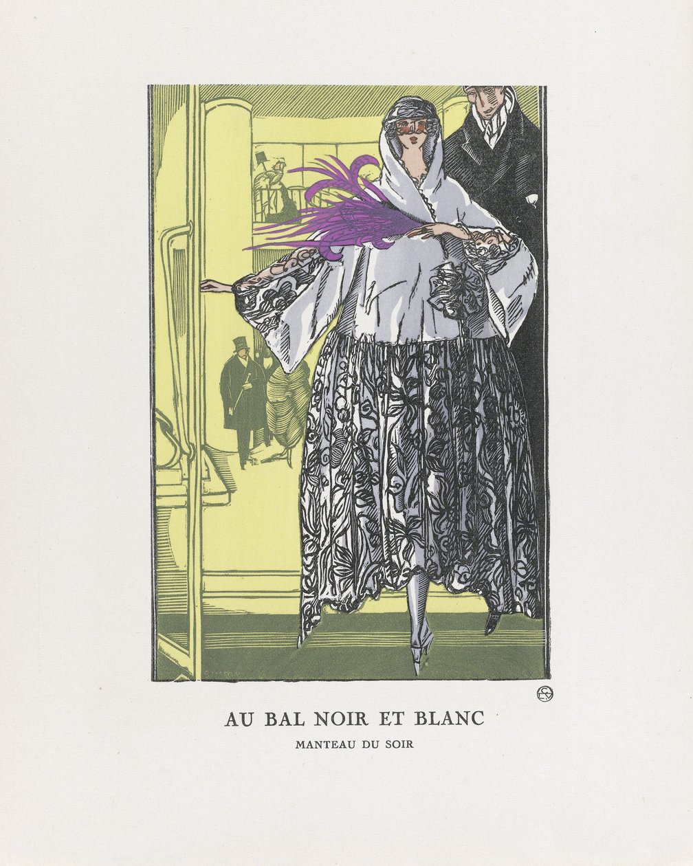 A fekete-fehér bálban, kocsmában. 1921 (sablonnyomat) alkotó: Fernand Siméon
