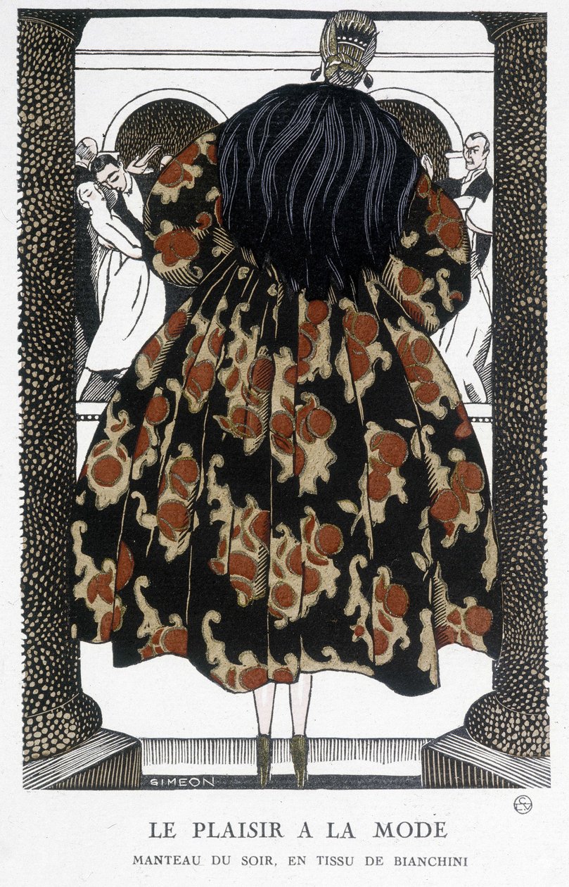 Bianchini estélyi kabátja – Fernand Simeon (1884-1928) illusztrációja, a „Gazette du bon ton”-ban” alkotó: Fernand Siméon