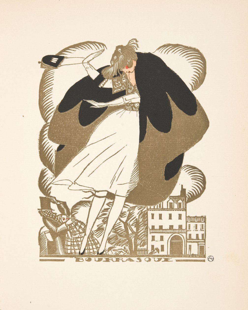 Bourrasque, a divattányérok gyűjteményéből, 1920 (pochoir print) alkotó: Fernand Siméon