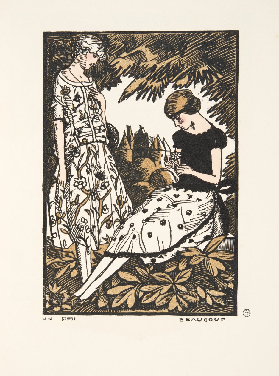Egy kicsit, sok, divattányérok gyűjteményéből, 1920 (stencilnyomat) alkotó: Fernand Siméon