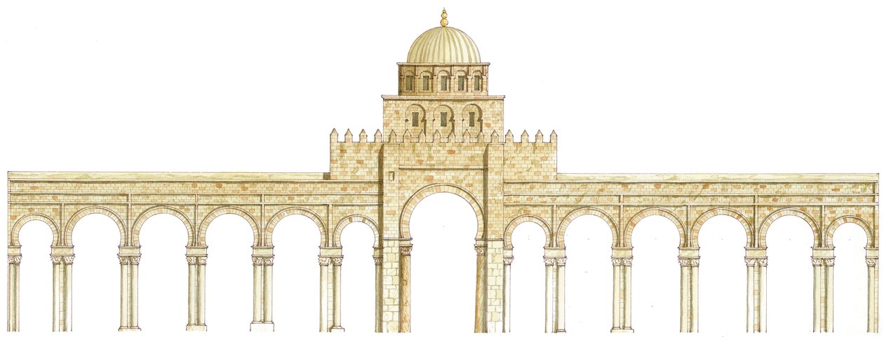 Uqba mecset. Kairouan, Tunézia. Főhomlokzat alkotó: Fernando Aznar Cenamor
