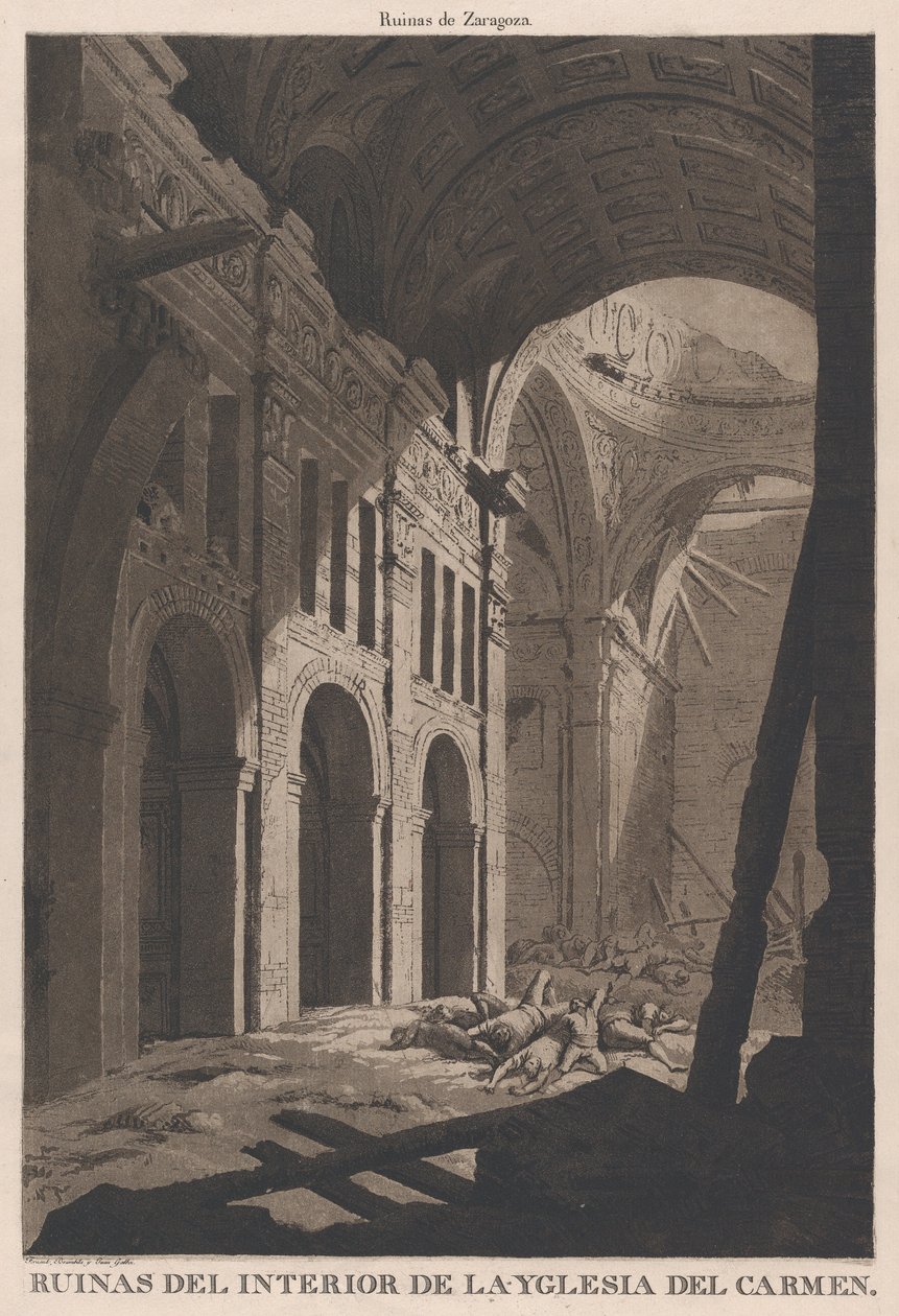 Kilátás a saragos-i Nuestra Senora del Carmen templom belső romjaira..., 1808-14 alkotó: Fernando Brambila