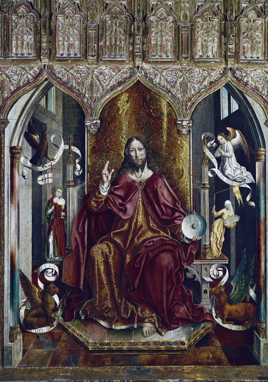 Krisztus áldása (vegyes módszer a panelen, 1494-1496 körül) alkotó: Fernando Gallego