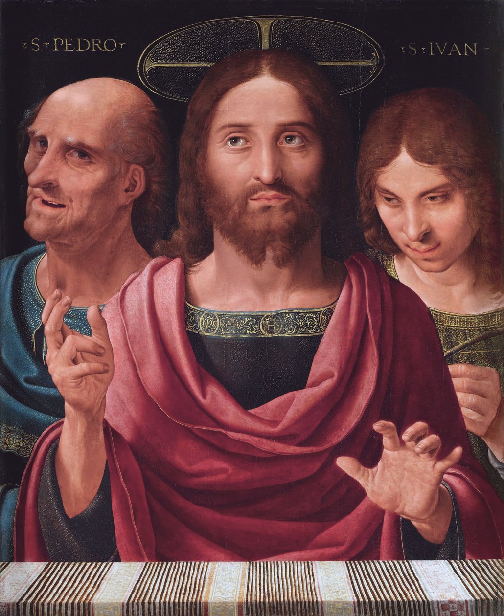 Salvator Mundi Szent Péter és János között, 1507 körül (olaj, fa) alkotó: Fernando Yanez de Almedina
