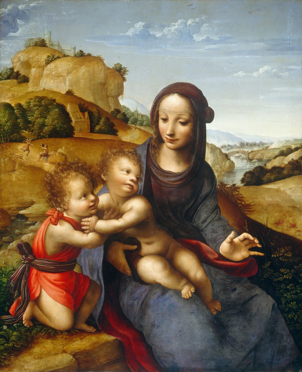 Madonna és gyermeke a csecsemő Szent Jánossal alkotó: Fernando Yáñez de la Almedina