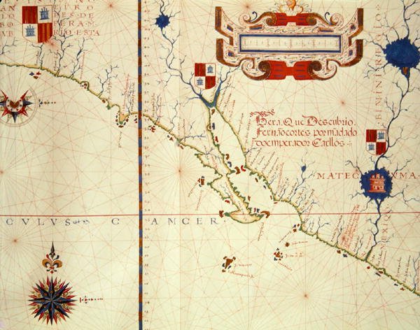 Fol.15 Mexikó és Alsó-Kalifornia térképe, egy atlaszból, 1571 alkotó: Fernao Vaz Dourado