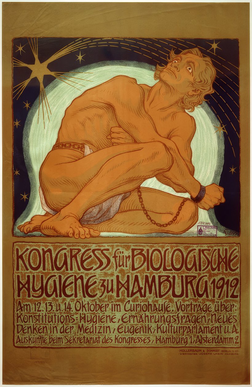 "Biológiai higiéniai kongresszus Hamburgban, 1912" / Fidus / Plakát, 1912 alkotó: Fidus