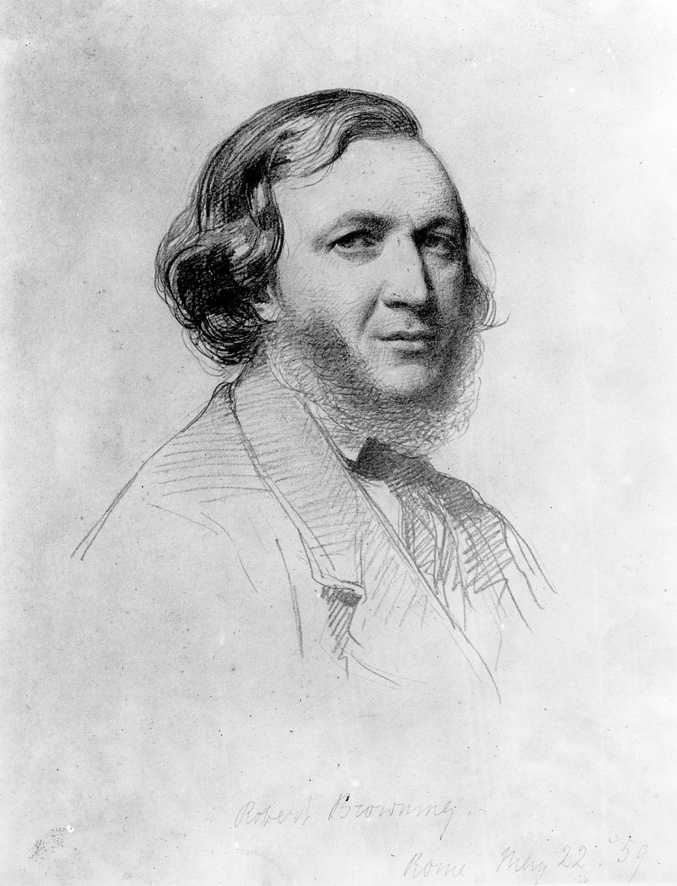 Robert Browning (1812-89) portréja (ceruza papíron) (bundw fotó) alkotó: Field Talfourd